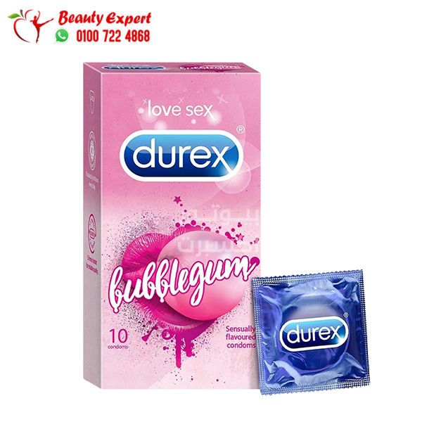 ديوركس الواقي للرجال بنكهة اللبان والفقاعات 10 كندوم - Durex Bubble-gum Flavoured Condoms For Men