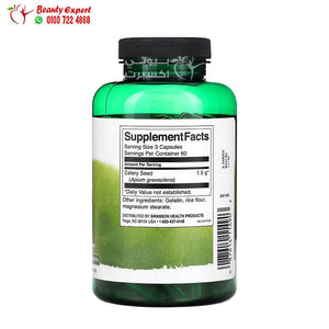حبوب بذور الكرفس Swanson Celery Seed, Maximum Strength, 500 mg 180 Capsules